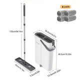15.75in Gray Mop + Bucket + 4 Gray Fiber Cleaning Cloths