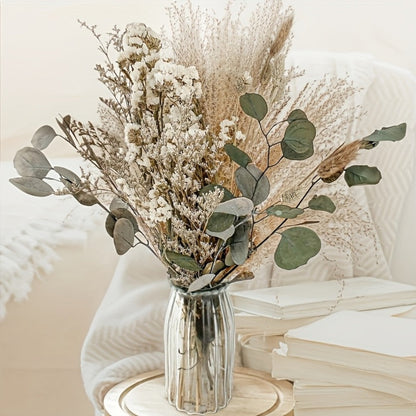 Natural 42-Piece Pampas Grass Bouquet with Eucalyptus and Dried Botanical Stems for Vase Decor