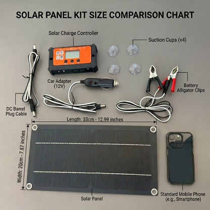 Monocrystalline Solar Panel Kit 18V with 100A Charge Controller – Portable High-Efficiency Solar Charger for RV, Camping, Outdoor Travel & Fishing, 12V/24V Off-Grid Power System with Extension Cable & Battery Clamps
