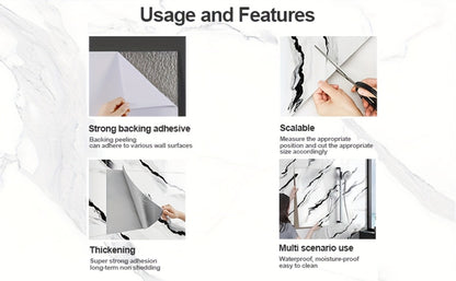 Peel and Stick Wall Panels Marble Pattern Self-Adhesive PVC Wall Tiles Backsplash Stickers for Entryways, Bedrooms and Living Spaces