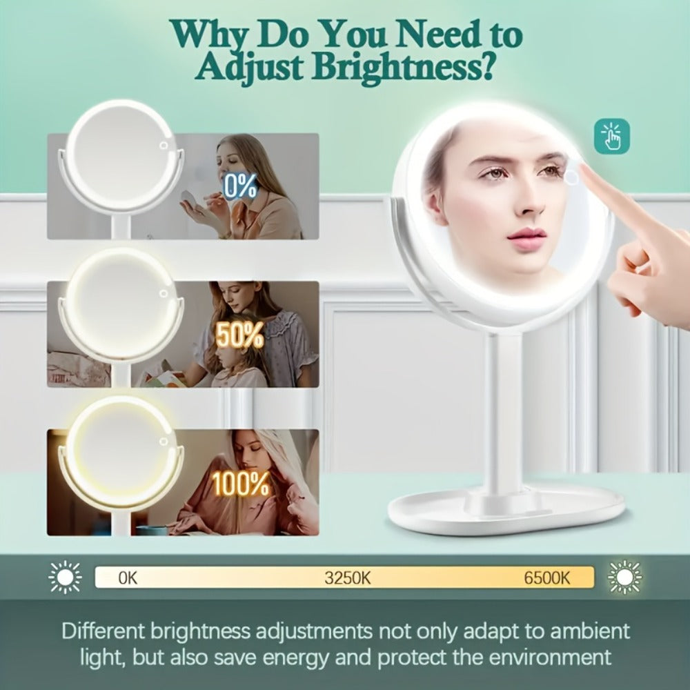 Rechargeable Lighted Makeup Mirror 25X Magnifying 80 LED Vanity Mirror - 3 Color Lighting Modes, Touch Control, Double Sided 8 Inch 2000mAh Battery Makeup Mirror for Women Desk Bedroom Gift