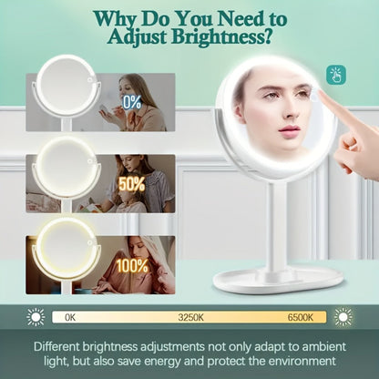 Rechargeable Lighted Makeup Mirror 25X Magnifying 80 LED Vanity Mirror - 3 Color Lighting Modes, Touch Control, Double Sided 8 Inch 2000mAh Battery Makeup Mirror for Women Desk Bedroom Gift