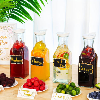 Four-Piece 1.5-Liter Glass Carafe Set with Lids for Iced Tea, Cold Brew, Milk and Chilled Beverages