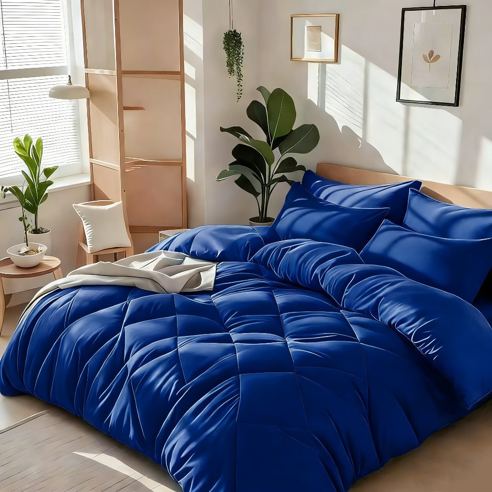 Diamond-Grid Microfiber Comforter Set with Pillowcases, 14 Color or Code Options and Twin, Queen or King Sizes