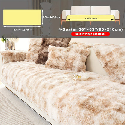 Sofa Cover, Faux-Lamb Plush Gradient Couch Pad in Five Colors with Armchair, Backrest and Seat Sizes
