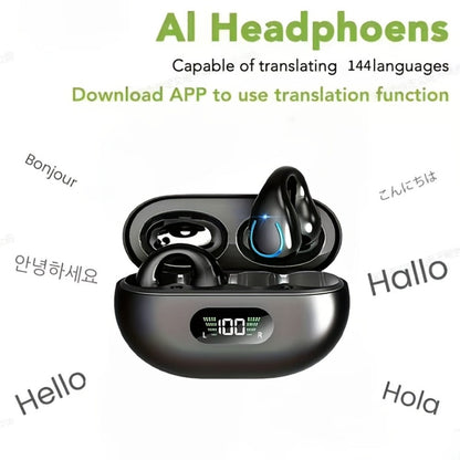 156-Language Real-Time Translation Earbuds Bluetooth 5.4 3-in-1 Mode Noise Cancelling Wireless Travel Earphones iOS Android Compatible Noir Rose Orange Cream