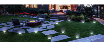 Solar Ground Lights 8 Pack 8-LED - Ultra Bright Semi-Recessed Outdoor Floor Lights for Garden Pathway Driveway Deck Staircase Pool, Warm White Dusk to Dawn Solar Step Lights Weatherproof