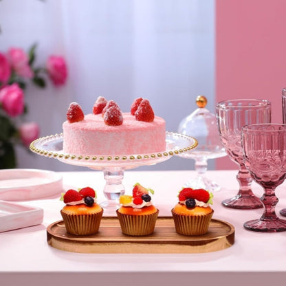 Wood Serving Tray Set with Eight Oval Trays or Four Rectangular Trays and Raised Edge Design