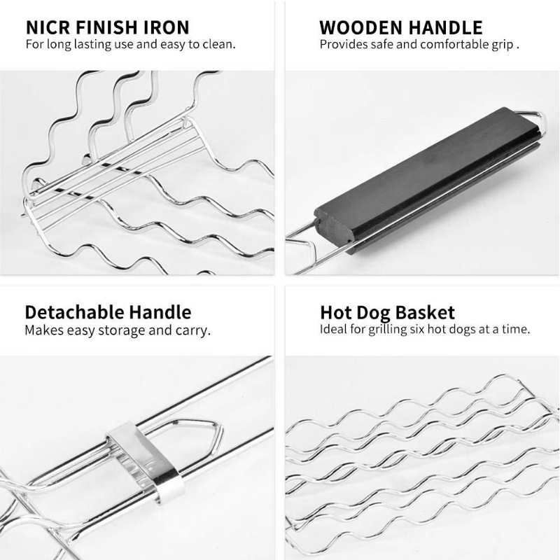BBQ Sausage Grilling Basket – Metal Mesh Grill Basket