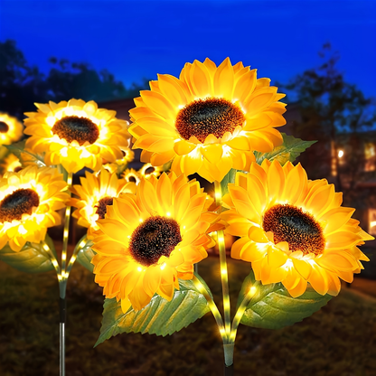 Solar Garden Lights Sunflower Stakes with IP65 Rating and 1- or 2-Piece Pack Options for Path Decor