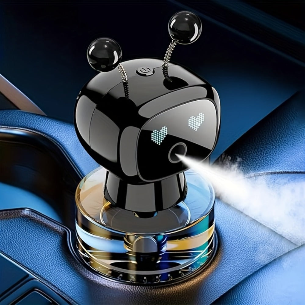 Car Air Freshener Robot-Shaped Auto Spray Diffuser with Four Intensity Levels and Five Color-Scent Options