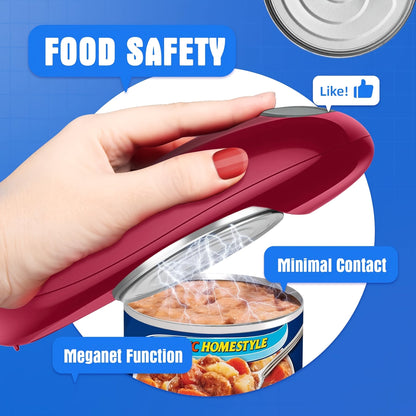 Cordless One-Touch Can Opener in Two Models: Black Big Helper or Red Master Opener Selection