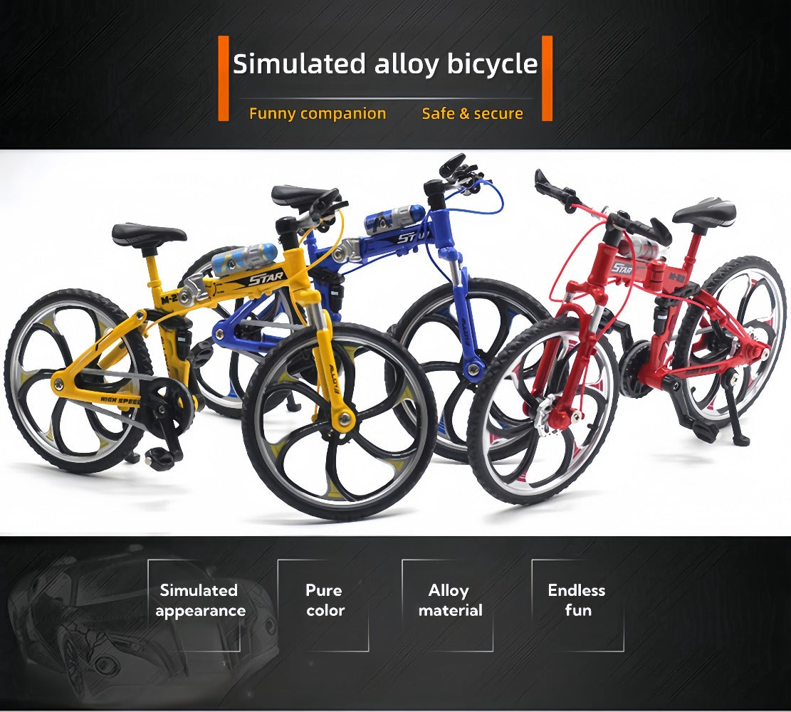 Diecast Mountain Bike Model 1:8 Scale Alloy Foldable Miniature Bicycle Figurine for Home Office Desk Decor
