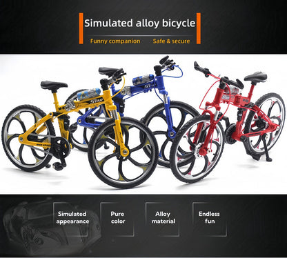 Diecast Mountain Bike Model 1:8 Scale Alloy Foldable Miniature Bicycle Figurine for Home Office Desk Decor