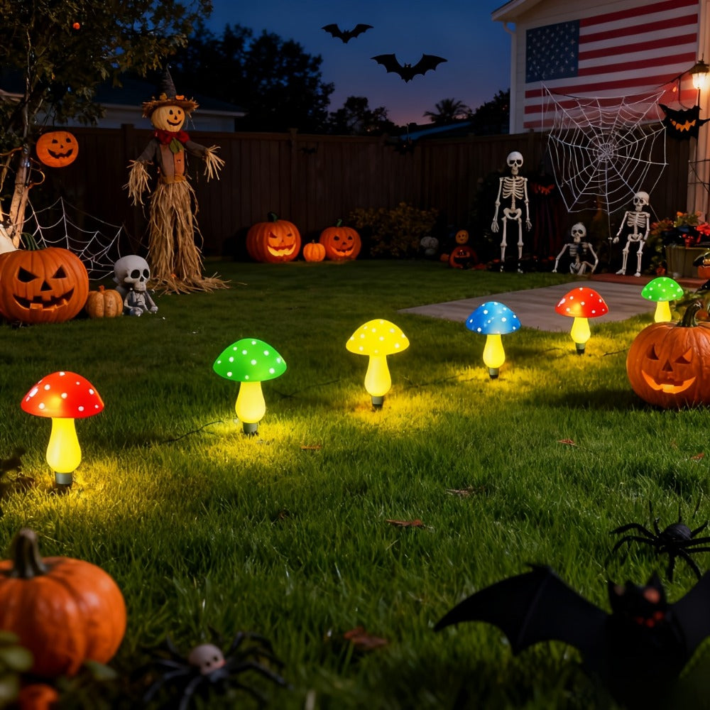 Solar Mushroom Lights Outdoor 8 Pack – 8 Lighting Modes, Color Changing Garden Stake Lights for Yard, Pathway, Halloween & Holiday Decor – Solar Powered Waterproof Mushroom Garden Lights