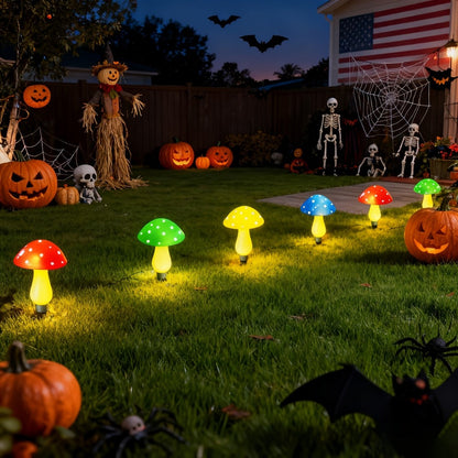 Solar Mushroom Lights Outdoor 8 Pack – 8 Lighting Modes, Color Changing Garden Stake Lights for Yard, Pathway, Halloween & Holiday Decor – Solar Powered Waterproof Mushroom Garden Lights