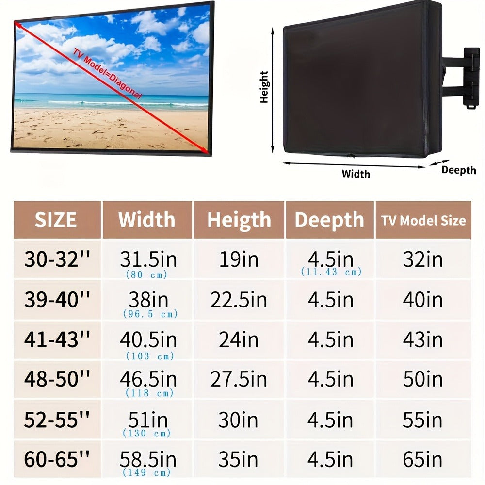 Black Television Cover with Roll-Up Front Panel for 30–32, 39–40, 43 or 48–50 Inch Screens