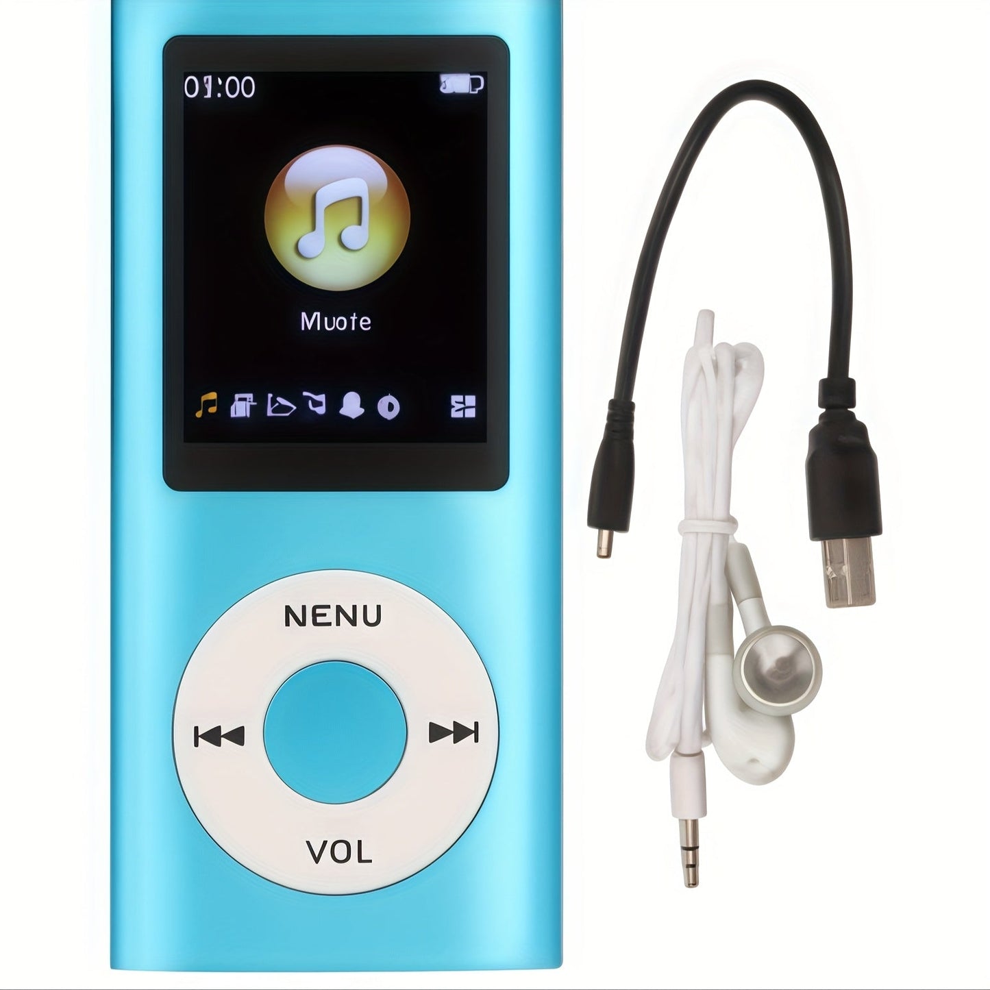 Wired MP3 and MP4 Player with 64GB Card Support, 8-Hour Battery and Six Model Options with Earphones