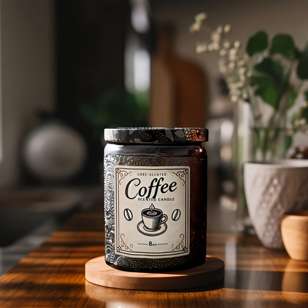 8oz Oval Glass Jar Candle with Ribbon Detail in Rose Sandalwood, Eucalyptus Mint or Coffee Bliss