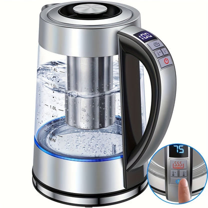 1.8L Glass Tea Kettle with 900W Heating, Adjustable Temperature Control, Infuser and 24-Hour Keep Warm