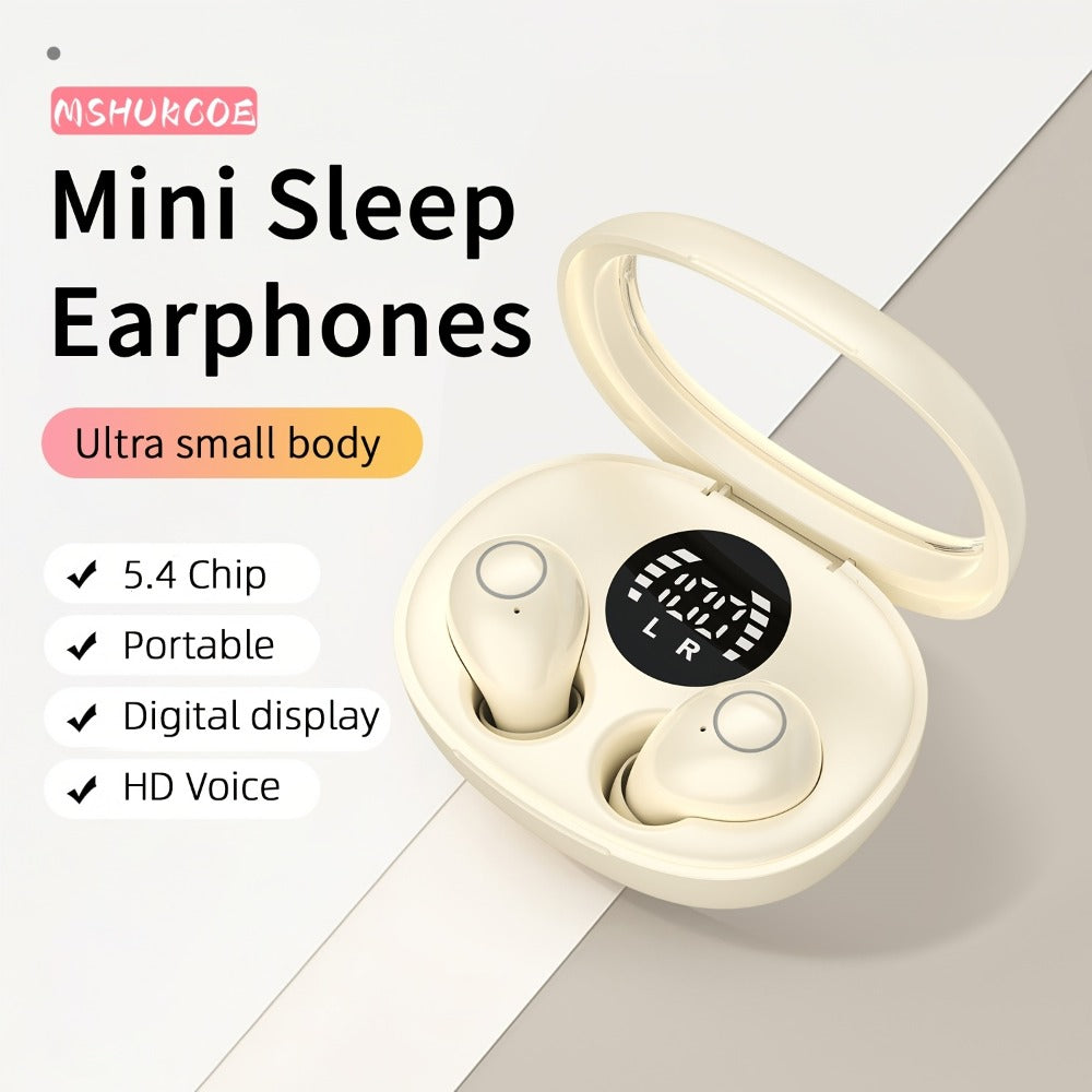Invisible Sleep Earbuds Bluetooth 5.4 Mini Ultra Compact True Wireless – Noise Cancelling Hi-Fi All Day Wear Touch Control USB-C for Running Sleeping Compatible with All Phones