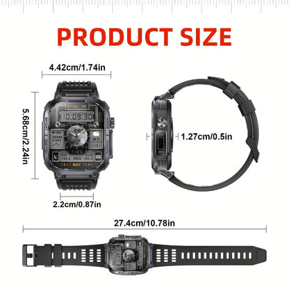 Waterproof Smartwatch with 100+ Sport Modes & LED Flashlight – 2.02" TFT Screen Wireless Calling Sleep Tracker Fitness Activity Tracker Heart Rate Compatible with iPhone Android Gift for Men Women