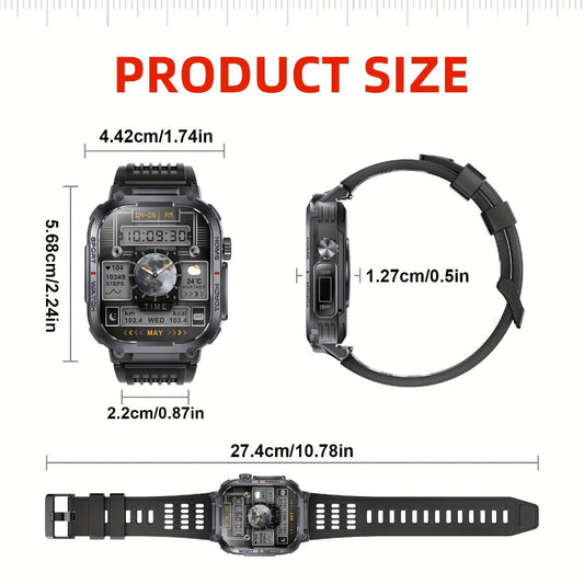 Smart Watch 2.02-Inch Rugged TFT Display with 500mAh Battery, LED Flashlight and Wireless Calling