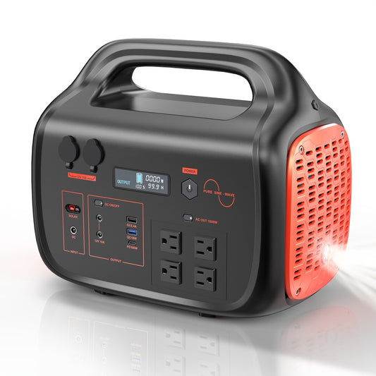Portable Power Station 1075Wh/294Wh – 1000W/300W Solar Generator, Lithium Battery, 120V AC Outlet, for RV, Camping, Hiking, Fishing & Emergency Backup