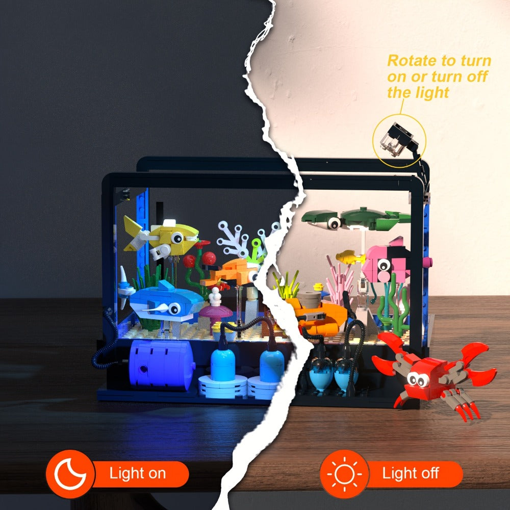 501-Piece Ocean Aquarium Building Block Set LC8059 with LED Light and Marine Life Display Scene