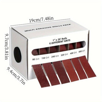 Pull-Through Sandpaper Roll Dispenser Set with Four, Five or Six Abrasive Grit Rolls Pictured