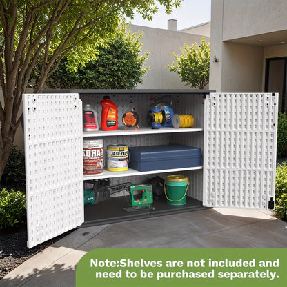 Resin Outdoor Storage Cabinet and Shelf Options in White or Beige with 4 x 2 Ft Shed Sizes