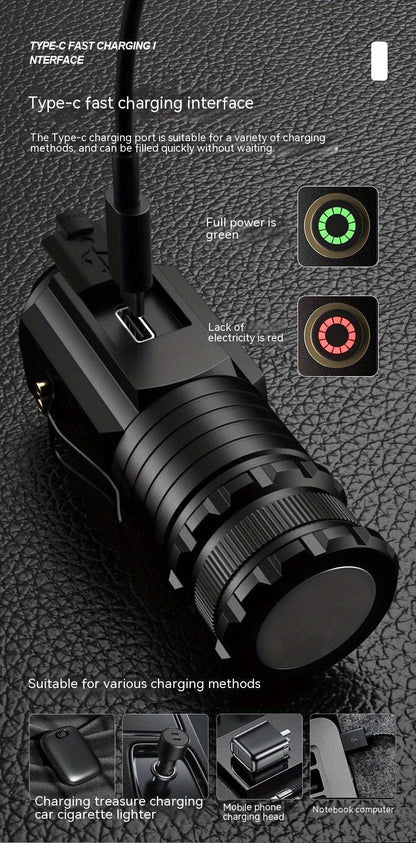 Flashlight Magnetic Mini EDC Light with Type-C Charging, Three LEDs and 18350 Battery Set Kit