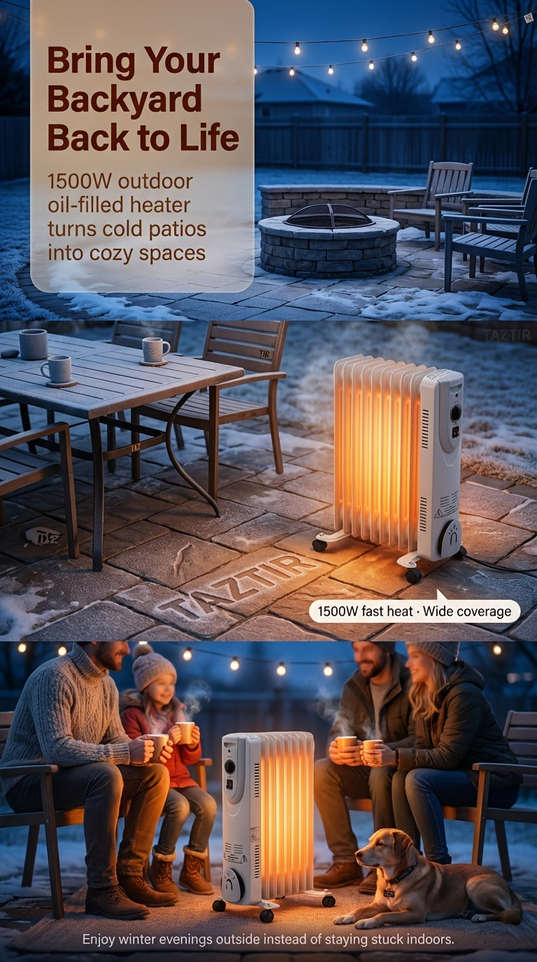 1500W Oil-Filled Radiator Heater with 600W, 900W and 1500W Modes, Thermostat and Caster Wheels
