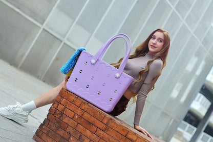 Beach Tote Bag for Women, Large Shoulder Handbag for Travel Vacation Fruits Flowers Drinks, M & L