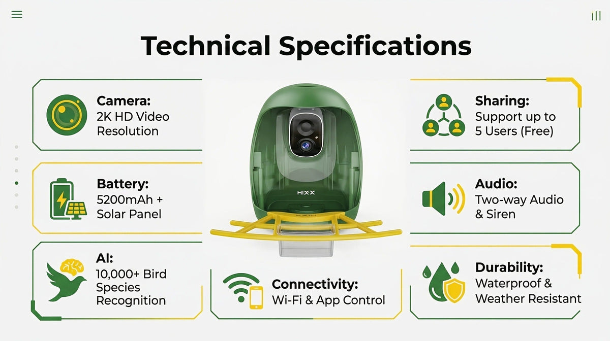 Smart Bird Feeder, Camera AI Bird Identification, 2K HD Live View, Auto Capture & Color Night Vision