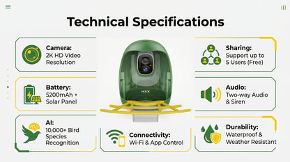 Smart Bird Feeder, Camera AI Bird Identification, 2K HD Live View, Auto Capture & Color Night Vision