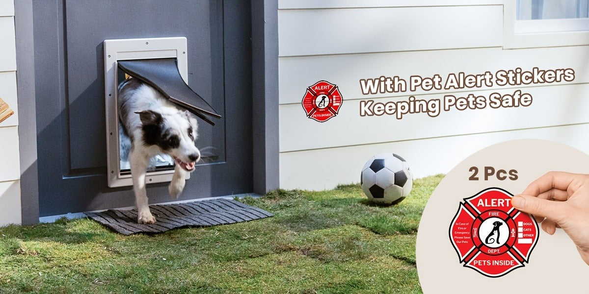 Dog Door 3-Flap Magnetic Pet Door for Interior & Exterior Doors or Wall – Heavy Duty Insulated Doggie Door with Closing Panel, Medium & Large, Fits Dogs 45–100 lbs, White & Black