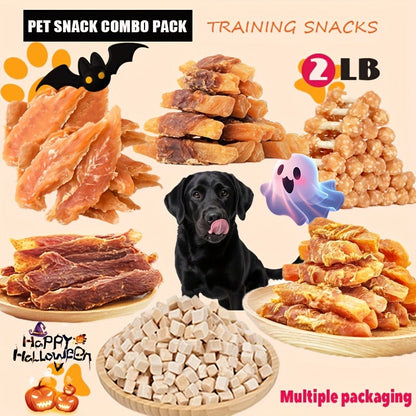 Dog Treats Chicken, Duck and Egg Yolk Assortment with Multi-Bag, 350g and 25 x 4g Options for Dog Reward Use