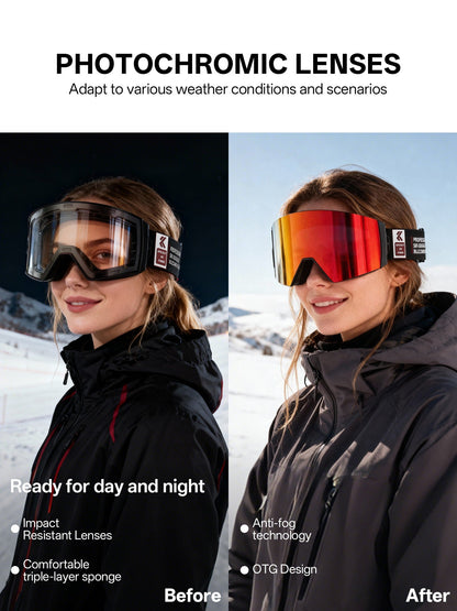 KAPVOE Ski Goggles with Magnet-Attached Interchangeable Lens Interface and Seven K721 Color Codes