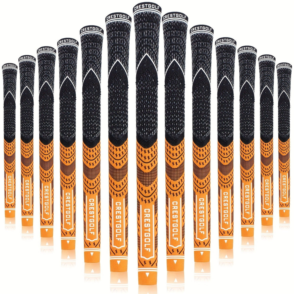 Midsize Golf Grips Set 13 Pack – All Weather Hybrid Rubber Golf Club Grips with Ecological Yarn Thread Technology, Multiple Colors, Fits Full Set of Clubs (Black, White, Red, Orange, Yellow, Blue, Gray)