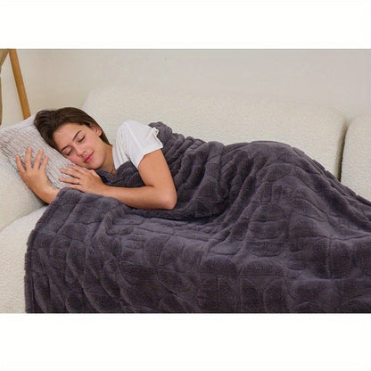 Raised Geometric Throw Blanket in White, Blue or Grey with 40 x 60, 60 x 80 and 80 x 90-Inch Size Options