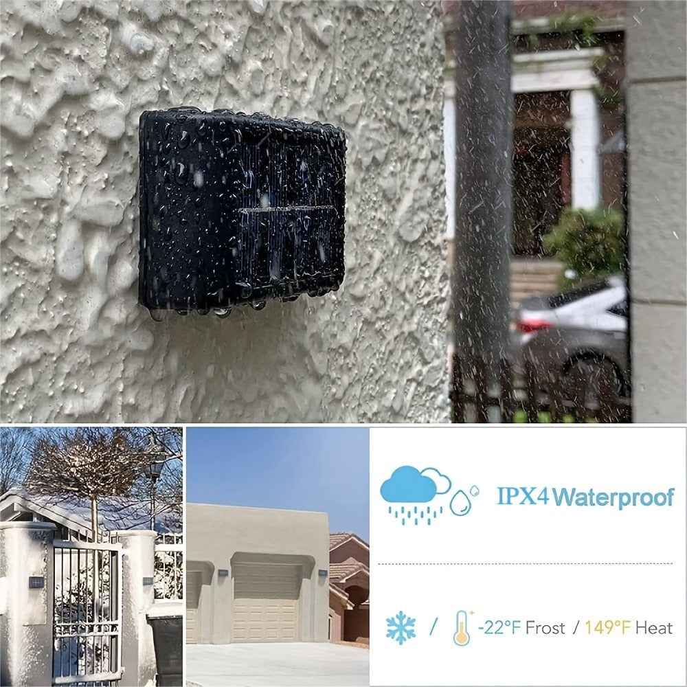 Eight-Pack Solar Wall Lights with Six LEDs Each, Up-and-Down Beams and Warm or White Light Options