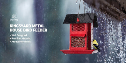 Metal Bird Feeder for Outside - 4 Lbs Large Capacity Hanging Wild Bird Feeder, for Garden, Yard and Pest Management