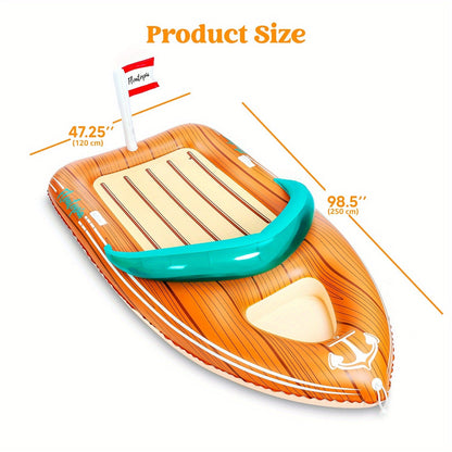 Giant Inflatable Boat Pool Float with Cooler | 8-Foot 2-Person Raft Lounge Float for Pool Beach Lake Summer Party