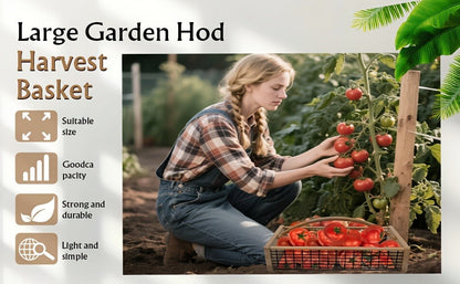 Garden Harvest Basket with Metal Mesh Body, Wooden Ends, Carry Handle and Small or Large Black Options