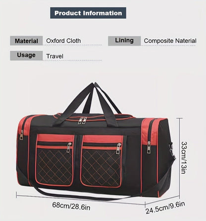 Gym Duffel Bag Large Capacity Travel Bag for Men Women Heavy Duty Polyester Multi Pocket Adjustable Shoulder Strap Zipper Closure for Fitness Workout Weekend Trips Business Travel Outdoor Black Blue Red