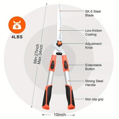 Long-Reach Bypass Lopper with Telescoping Silver Handles, Orange Grips and 27–34-Inch Variant Label