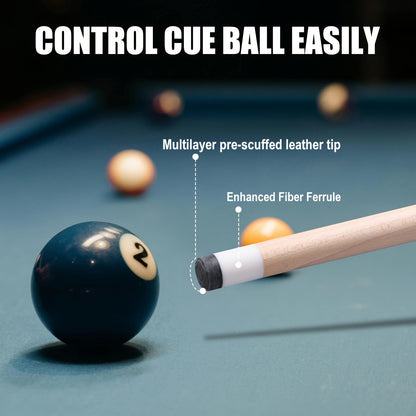 58-Inch Canadian Maple Pool Cue with 12.5mm Tip, Irish-Linen Wrap and Five SA-Series Design Codes