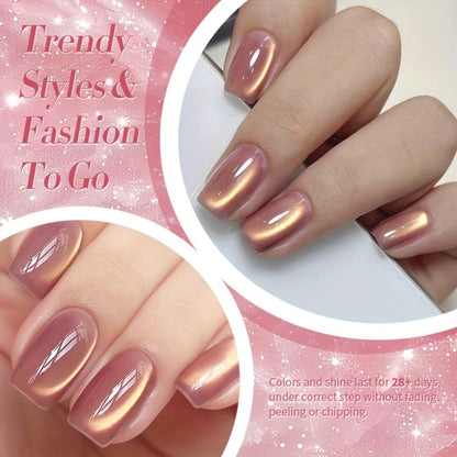 Gel Nail Polish – Cat Eye Magnetic Set BORN PRETTY Nude Golden Glitter 2 Colors Ultra Shine Semi-Permanent UV LED Soak Off Long Lasting…