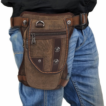 Sling Bag Vintage Brown Canvas Design with Adjustable Strap for Chest, Waist, Shoulder or Leg Carry